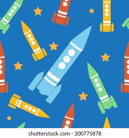 Seamless space elements over blue background