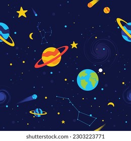 Seamless Space Galaxy Pattern Background