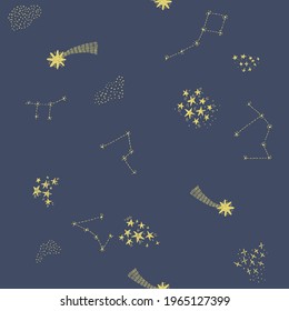 seamless space, moon, planets vector print design
