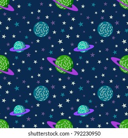 Seamless space pattern background. Vector illustration galaxy background