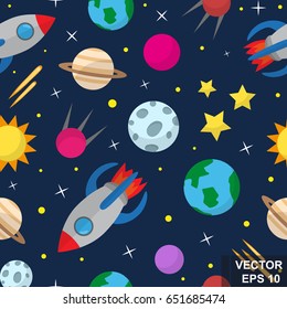 Seamless space pattern. Children's. For your design.