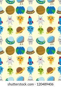 seamless space pattern,cartoon vector illustration