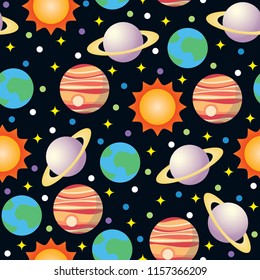 seamless space and planet vector pattern background. space pattern