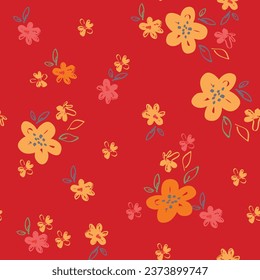seamless, spaced out, floral pattern, flowers in bunches, clusters