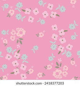 nahtlos, mit Abstand, blumengeschmückte Muster, Blumen in Bändern, Clustern