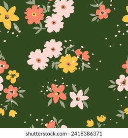 seamless, spaced out, floral pattern, flowers in bunches, clusters