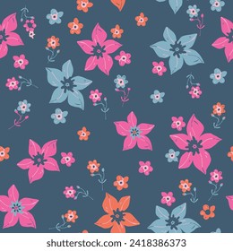 seamless, spaced out, floral pattern, flowers in bunches, clusters