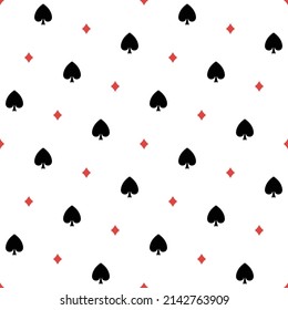 Seamless spade and diamond pattern in white background color.