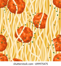 Seamless spaghetti meatballs Pattern.