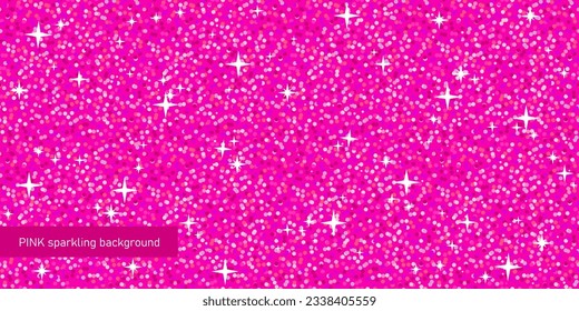 Seamless sparkling background. Shining stars on textured pink backdrop.
