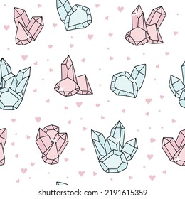 Seamless sparkly pattern with abstract blue and pink diamonds. Print for textile, wallpaper, covers, surface. For fashion fabric.