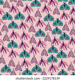 Seamless sparkly pattern with abstract butterflies. Print for textile, wallpaper, covers, surface. For fashion fabric.