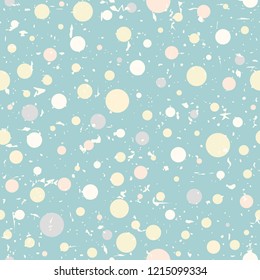 Seamless speckled pattern with circles and dots on blue background. wallpaper, good for printing. Vector illustration. Geometric vector texture with particles of debris. fade grunge paper