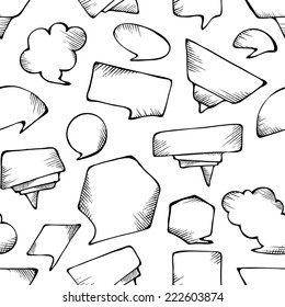 Seamless speech bubbles pattern. Hand-drawn pencil background. You can put your text in speech bubbles.