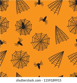Seamless spider halloween, spider web, doodle, wallpaper