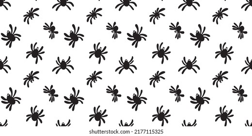 Seamless spider silhouette pattern on white background. Cute spider pattern. Design for printing, paper, packaging. Halloween Pattern. Vector flat illustration