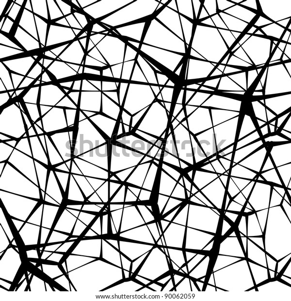 Seamless spider web. Connected black lines on\
white background