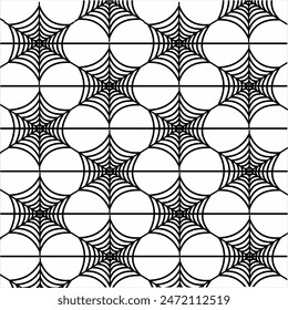 Seamless spider web design pattern with clover leaf concept in negative space. Used for design surfaces, fabrics, textiles.