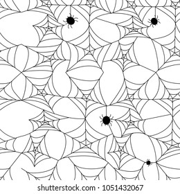 Seamless spider web icons pattern grey on white background