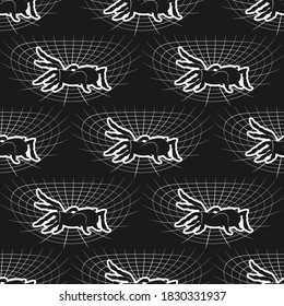 Seamless spider web pattern on black background. Vector image eps 10