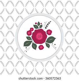 Seamless spikelet pattern with traditional ornament in folk style for your packaging or greeting card.