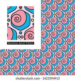 Seamless Spiral Pattern with Sample in Vector