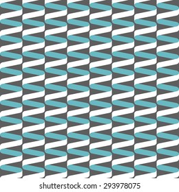 Seamless spiral ribbon wave pattern in turquoise and grey