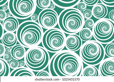 Seamless spiral vector pattern with dark green background