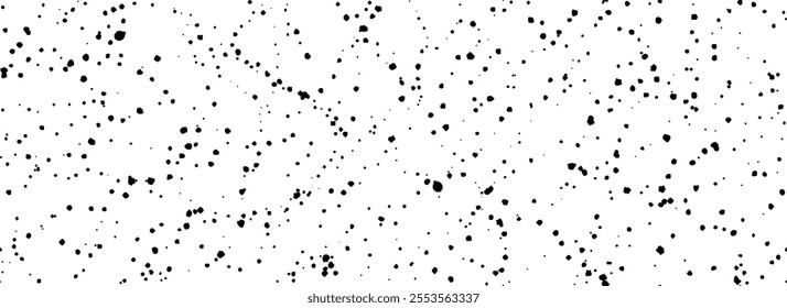 Seamless splashed dots background. Distressed sprinkled paint drops texture. Black grunge speckles grain wallpaper. Spatter watercolor repeated backdrop. Splattered dribbled particles print. Vector