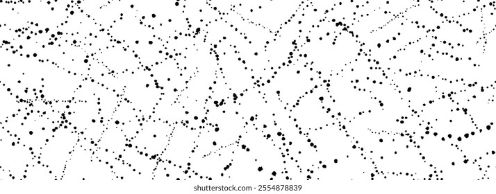 Seamless splashed dotted background. Distressed sprinkle paint drop texture. Black grunge speckles grain wallpaper. Spatter watercolor repeated backdrop. Splattered dribbled particles print. Vector