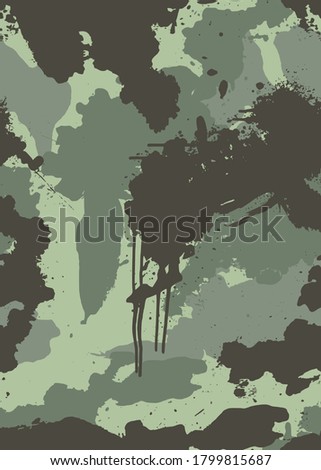 Seamless Splatter Camouflage Green Pattern
