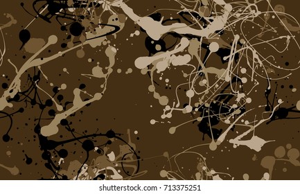 Seamless splatter paint background pattern in brown