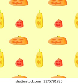 Seamless spooky creature of pumpkin halloween pattern background multicolor vector illustration for wallpaper and fashion print.