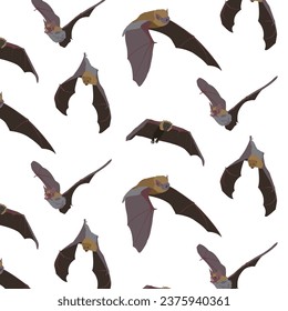 seamless Spooky Hallowen Flying bat 