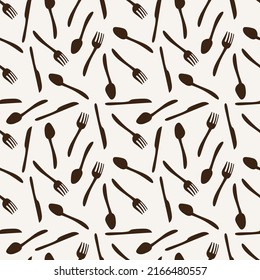 Seamless spoon and cutlery patterns for backgrounds, packaging, textures, fabric patterns, wallpapers, wall decorations for restaurants, cafes and other places to eat