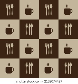 Seamless spoon and cutlery patterns for backgrounds, packaging, textures, fabric patterns, wallpapers, wall decorations for restaurants, cafes and other places to eat