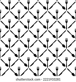 Seamless spoon and cutlery patterns for backgrounds, packaging, textures, fabric patterns, wallpapers, wall decorations for restaurants, cafes and other places to eat