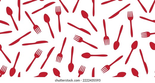 Seamless spoon and cutlery patterns for backgrounds, packaging, textures, fabric patterns, wallpapers, wall decorations for restaurants, cafes and other places to eat