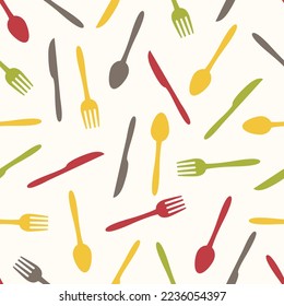 Seamless spoon and cutlery patterns for backgrounds, packaging, textures, fabric patterns, wallpapers, wall decorations for restaurants, cafes and other places to eat