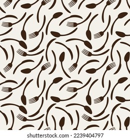 Seamless spoon and cutlery patterns for backgrounds, packaging, textures, fabric patterns, wallpapers, wall decorations for restaurants, cafes and other places to eat