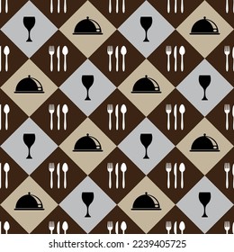 Seamless spoon and cutlery patterns for backgrounds, packaging, textures, fabric patterns, wallpapers, wall decorations for restaurants, cafes and other places to eat