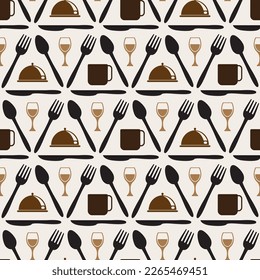 Seamless spoon and cutlery patterns for backgrounds, packaging, textures, fabric patterns, wallpapers, wall decorations for restaurants, cafes and other places to eat