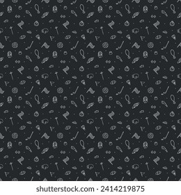 Seamless sport pattern. Doodle illustration with sport icons. background with sports equipment