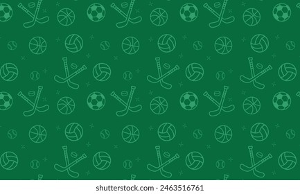 Seamless sport pattern. Doodle illustration with sport icons. background with sports equipment