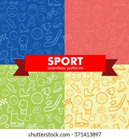 Seamless sport pattern with thine line icons