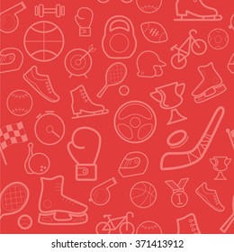 Seamless sport pattern with thine line icons