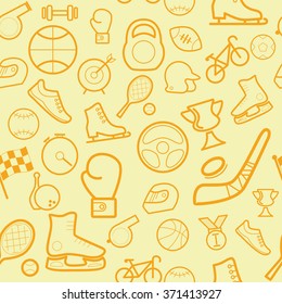 Seamless sport pattern with thine line icons
