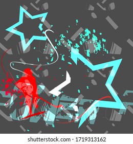 Seamless sport pattern. Vector elements of hockey sticks, hockey pucks, player, stars.  Script POWER. Dark grey background. Endless repeating hockey textures for banners, wallpapers, etc.