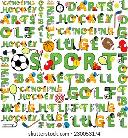 seamless sport pattern of words - vector illustration, eps