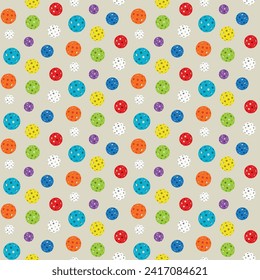 Seamless sports background pattern with colorful pickleball  balls